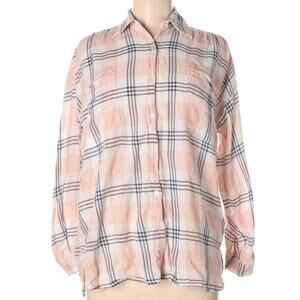Max Studio london pink plaid button down shirt
